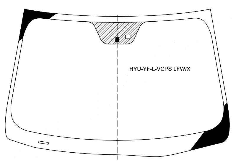 Стекло лобовое в клей HYUNDAI SONATA YF / I45 2010- <b>XYG HYU-YF-L-VCPS LFW/X</b> - изображение