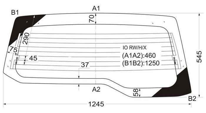Стекло заднее с обогревом MITSUBISHI PAJERO IO / PININ 3 / 5D 98-10 <b>XYG IO RW/H/X</b> - изображение