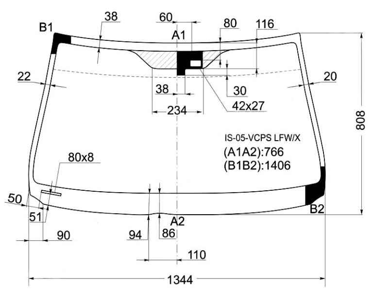 Стекло лобовое в клей LEXUS IS250 / 350 05- 4D <b>XYG IS-05-VCPS LFW/X</b> - изображение