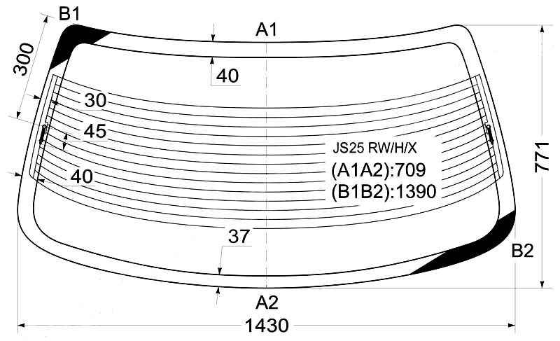 Стекло заднее с обогревом в клей TOYOTA CROWN #S15# HARDTOP 95-01 <b>XYG JS25 RW/H/X</b> - изображение