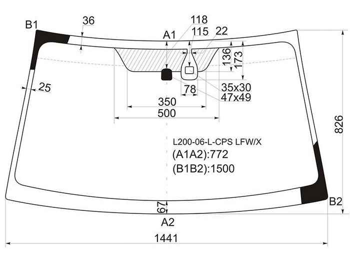 Стекло лобовое в клей L200-06-L-CPS LFW/X - изображение Стекло лобовое в клей L200-06-L-CPS LFW/X - изображение