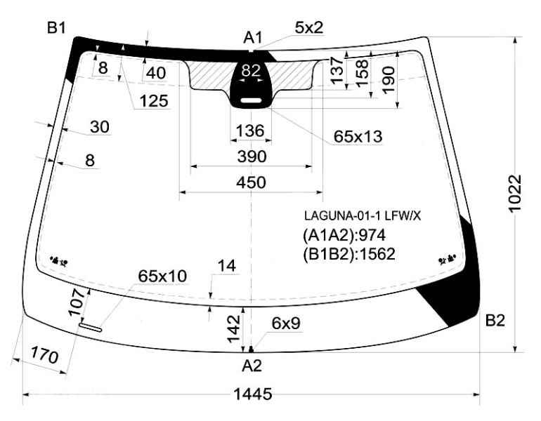 Стекло лобовое в клей RENAULT LAGUNA II 5D 01-03 д.д. <b>XYG LAGUNA-01-1 LFW/X</b> - изображение