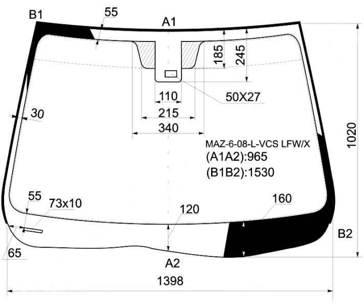 Стекло лобовое в клей MAZDA 6 2008- 4 / 5D HBK / WGN <b>XYG MAZ-6-08-L-VCS LFW/X</b> - изображение