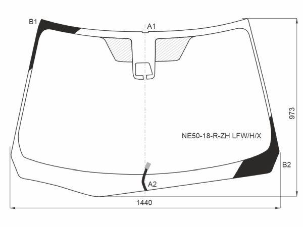 Стекло лобовое (Обогрев щеток / Камера) Toyota Corolla Fielder (E160) 17- / Corolla Axio (E160) 17- <b>XYG NE50-18-R-ZH LFW/H/X</b> - изображение