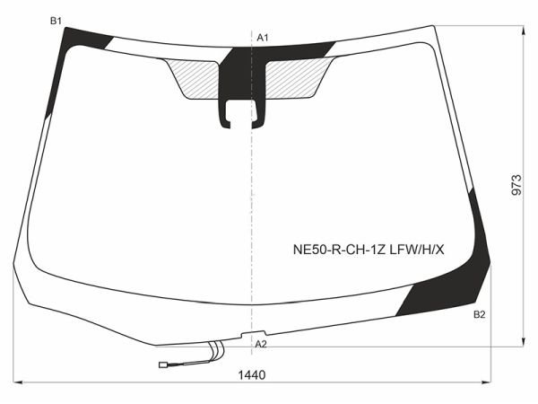 Стекло лобовое (Обогрев щеток / Камера) Toyota Corolla Fielder (E160) 15-17 / Corolla Axio (E160) 15-17 <b>XYG NE50-R-CH-1Z LFW/H/X</b> - изображение