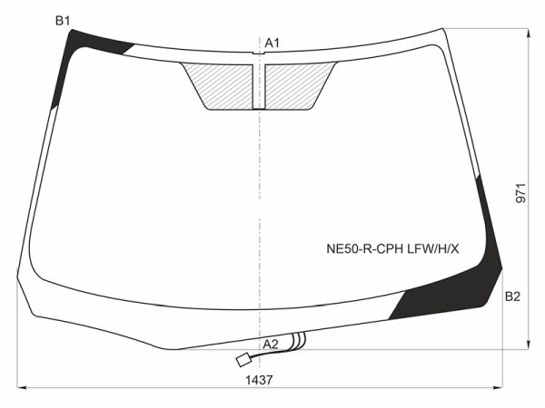 Стекло лобовое с обогревом щеток в клей TOYOTA COROLLA AXIO SEDAN / FIELDER WAGON 2012- <b>XYG NE50-R-CPH LFW/H/X</b> - изображение