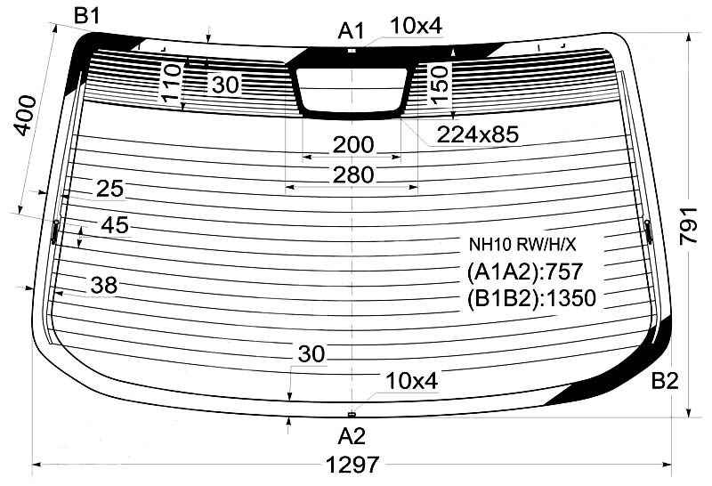 Стекло заднее с обогревом TOYOTA PRIUS 4D SEDAN 2001- <b>XYG NH10 RW/H/X</b> - изображение