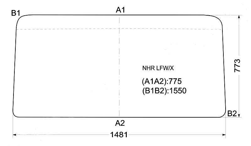 Стекло лобовое в резинку ISUZU ELF350 CABOVER TRUCK (STANDARD BODY) 84-92 <b>XYG NHR LFW</b> - изображение
