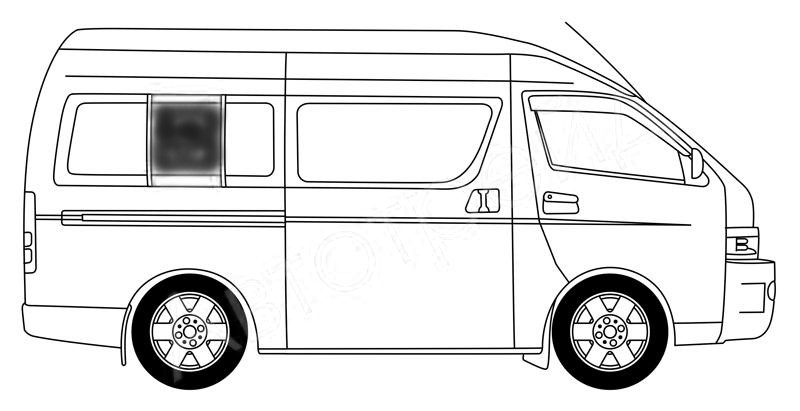 Стекло кузова среднее правое N2 TOYOTA HIACE / QUANTUM VAN 4 / 5D (STANDARD) 2005- <b>XYG RH200-4D/5D-R SR/RH2/X</b> - изображение
