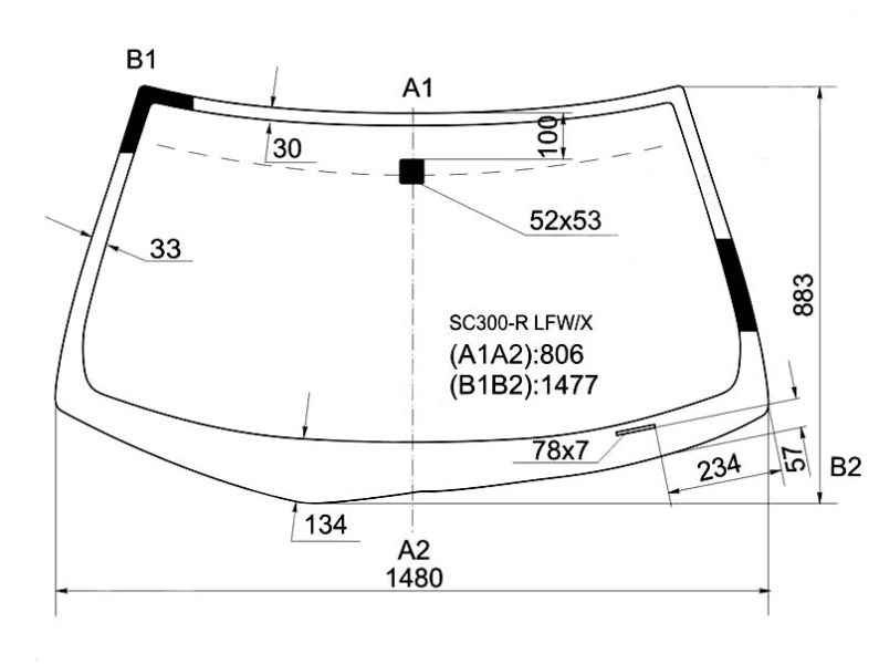 Стекло лобовое в клей TOYOTA SOARER 2D COUPE 91-00 <b>XYG SC300-R LFW/X</b> - изображение