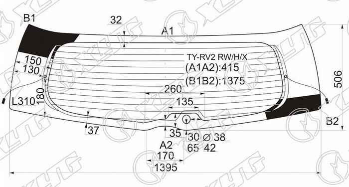 Стекло заднее с обогревом TOYOTA WISH 09-17 <b>XYG TY-RV2 RW/H/X</b> - изображение
