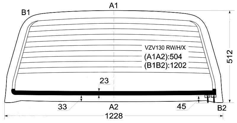 Стекло заднее (крышка багажника) с обогревом TOYOTA HILUX SURF 4 RUNNER WAGON 1988-1995 <b>XYG VZV130 RW/H/X</b> - изображение