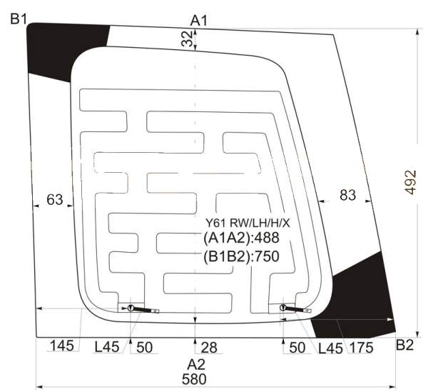 Стекло заднее (распашной двери) левое с обогревом NISSAN PATROL / SAFARI 97-10 3 / 5D <b>XYG Y61 RW/LH/H/X</b> - изображение