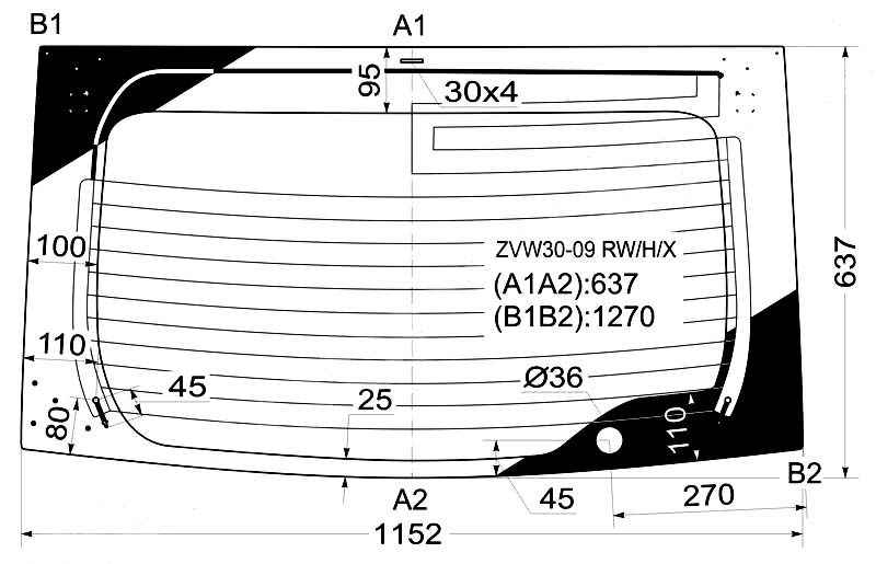 Стекло заднее (крышка багажника) с обогревом TOYOTA PRIUS 5D HBK 2009- <b>XYG ZVW30-09 RW/H/X</b> - изображение