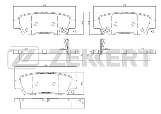 Колодки торм. диск. зад Toyota Avalon 94- Crown IX 96- <b>ZEKKERT BS-1862</b> - изображение