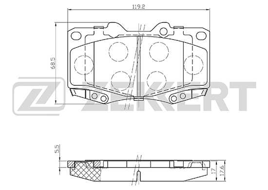 Колодки торм. диск. зад Honda Stepwagon III 05- Toyota Hilux (N_) 05- Fortuner (_N5_) 04- <b>ZEKKERT BS-2077</b> - изображение