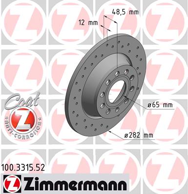 Диск тормозной <b>ZIMMERMANN 100331552</b> - изображение