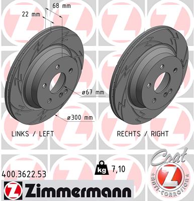 Диск тормозной <b>ZIMMERMANN 400.3622.53</b> - изображение