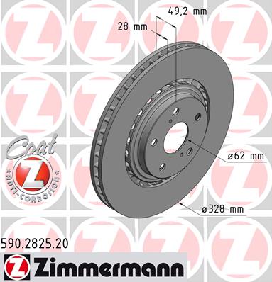 Диск тормозной TOYOTALEXUS Coat Z <b>ZIMMERMANN 590282520</b> - изображение