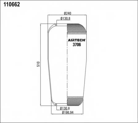 Кожух пневматической рессоры AIRTECH 110662 / 3706 - изображение Кожух пневматической рессоры AIRTECH 110662 / 3706 - изображение