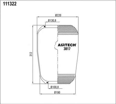 Кожух пневматической рессоры AIRTECH 111322 / 3817 - изображение 1