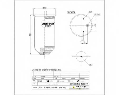 Кожух пневматической рессоры AIRTECH 120072 / 32621 P - изображение Кожух пневматической рессоры AIRTECH 120072 / 32621 P - изображение