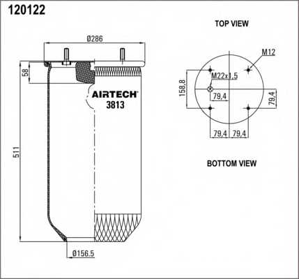 Кожух пневматической рессоры AIRTECH 120122 / 3813 P - изображение 1