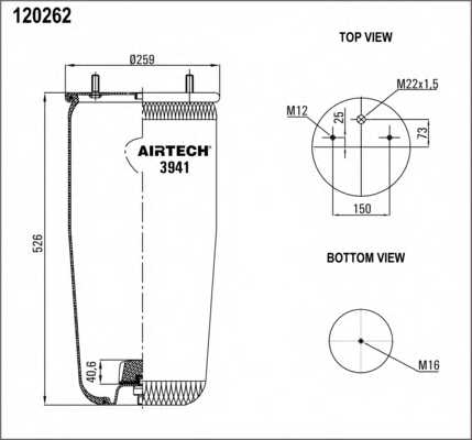 Кожух пневматической рессоры AIRTECH 120262 / 3941 P - изображение 1