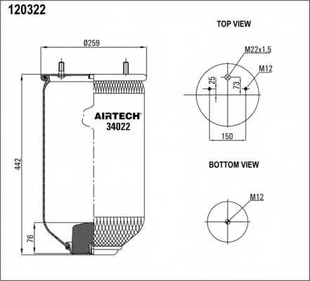 Кожух пневматической рессоры AIRTECH 120322 / 34022 P - изображение 1