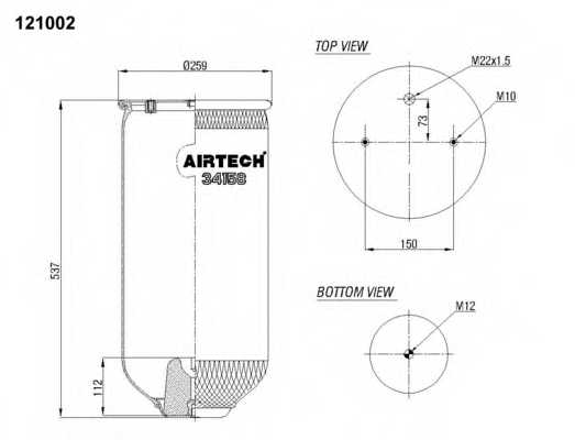 Кожух пневматической рессоры AIRTECH 121002 / 34158 P - изображение 1