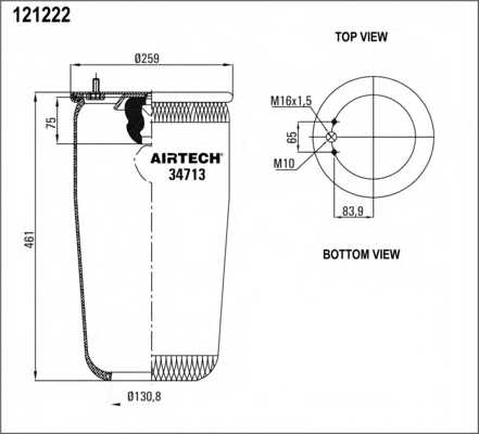 Кожух пневматической рессоры AIRTECH 121222 / 34713 P - изображение 1