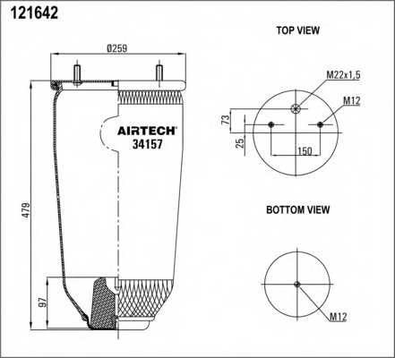 Кожух пневматической рессоры AIRTECH 121642 / 34157 P - изображение 1