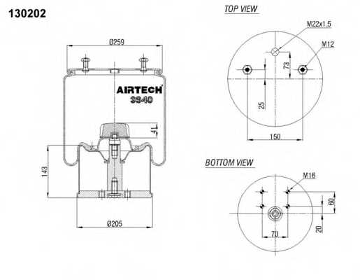 Кожух пневматической рессоры AIRTECH 130202 / 3940  K - изображение