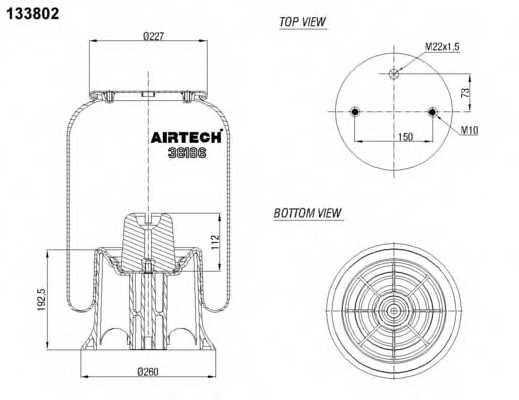 Кожух пневматической рессоры AIRTECH 133802 / 38186 KPP - изображение Кожух пневматической рессоры AIRTECH 133802 / 38186 KPP - изображение