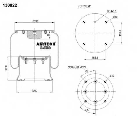 Кожух пневматической рессоры AIRTECH 130822 / 34813 K - изображение 1