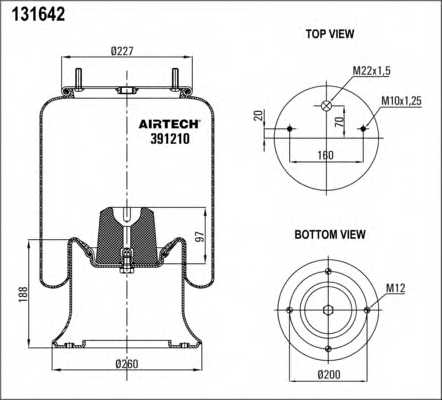 Кожух пневматической рессоры AIRTECH 131642 / 391210 K - изображение 1
