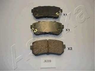 Колодки тормозные дисковые задний для HYUNDAI ACCENT, i20, i30 CW, i30, ix20, ix35, TUCSON / KIA CEED, PICANTO, PRO CEED, RIO, SPORTAGE <b>ASHIKA 51-0K-K09</b> - изображение