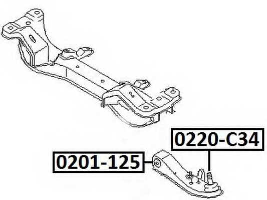 Сайлентблок, рычаг независимой подвески колеса 0201125 <b>ASVA 0201-125</b> - изображение