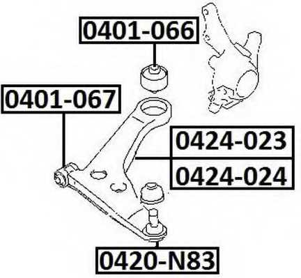 Сайлентблок, рычаг независимой подвески колеса 0401067 <b>ASVA 0401-067</b> - изображение
