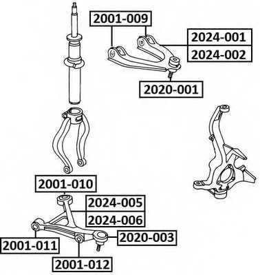Сайлентблок, рычаг независимой подвески колеса 2001010 <b>ASVA 2001-010</b> - изображение