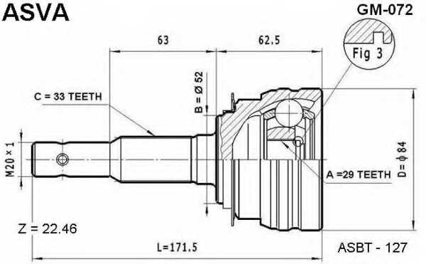Шрус внешний <b>ASVA GM-072</b> - изображение