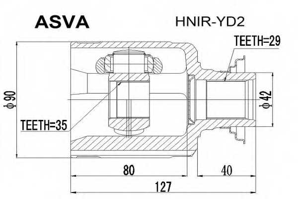 Шрус внутренний правый 35x42x29 (1021602214121201007224, китай) 12 HNIRYD2 <b>ASVA HNIR-YD2</b> - изображение
