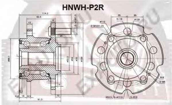Ступица задняя (1021602226101200260094, китай) 12 <b>ASVA HNWHP2R</b> - изображение