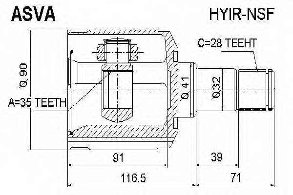 Шрус внутренний правый 35x42x28 HYIRNSF <b>ASVA HYIR-NSF</b> - изображение Шрус внутренний правый 35x42x28 HYIRNSF <b>ASVA HYIR-NSF</b> - изображение