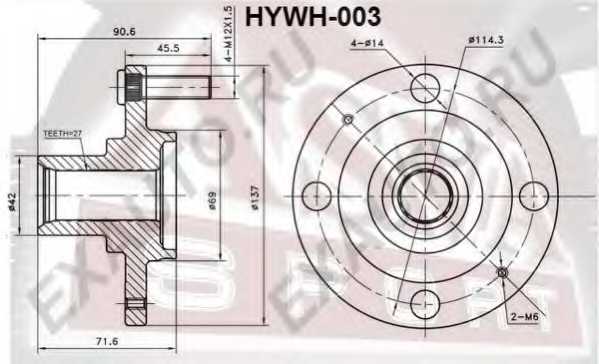 Ступица 12 <b>ASVA HYWH003</b> - изображение Ступица 12 <b>ASVA HYWH003</b> - изображение