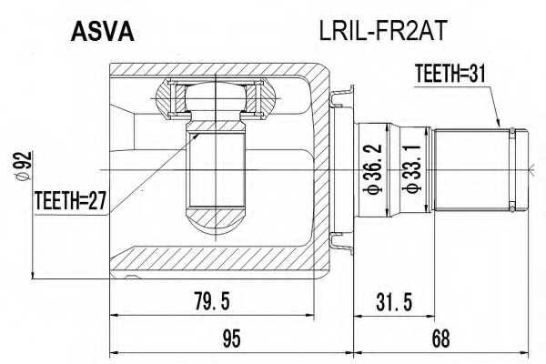 Шрус внутренний левый 27x36,3x31 LRILFR2AT <b>ASVA LRIL-FR2AT</b> - изображение