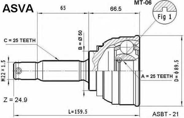 Шрус (гарантия 12 месяцев) 12 <b>ASVA MT06</b> - изображение
