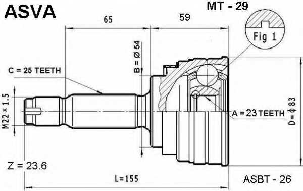 Шрус наружный 23X54X25 [12] MT29 <b>ASVA MT-29</b> - изображение