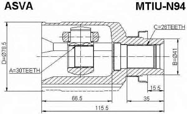 Шрус внутренний 30x41x26 12 MTIUN94 <b>ASVA MTIU-N94</b> - изображение