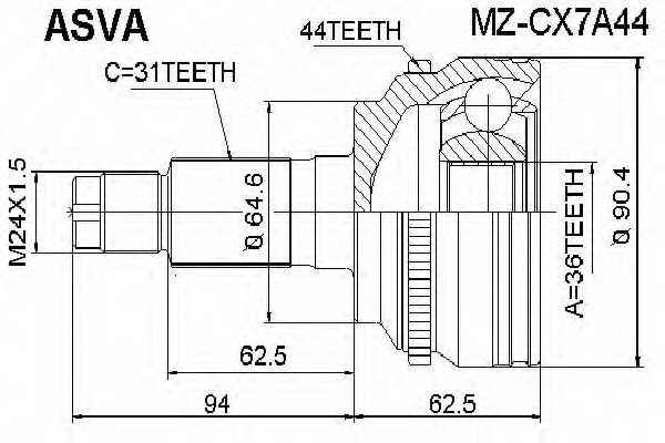 Шрус наружный 36x64.7x31 [12] MZCX7A44 <b>ASVA MZ-CX7A44</b> - изображение